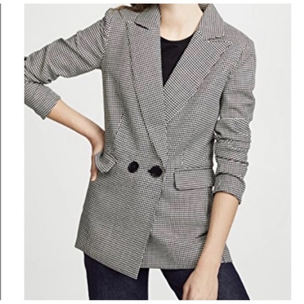 Simon Miller Blazer Galen Double Breasted Oversized in Houndstooth Black White